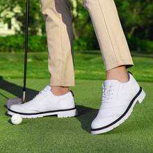 Women's Sports Style Golf Shoes, Fashion Spikes, Business Oxford, Comfortable Lace-Up Casual Shoes - White - View 3