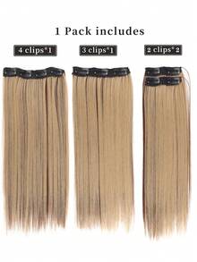 4-Piece Clip-On Hair Extensions, 14-Inch Straight Style Designed To Add Volume, Featuring BB Clips For Easy Wear Create Fuller Hairstyles And Enhance Hair Density - Multicolor - View 5