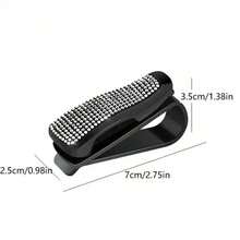 1pc Artificial Rhinestones Car Glasses Holder With Ticket Card Clip For Car Interior Accessories - Sun Visor Sunglasses Hanger - Multicolor - 查看 2