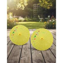 Paraguas de bambú decorativos para bodas en paquete único, adecuados para decoraciones y accesorios de bodas y vacaciones, paraguas de novia tradicionales hechos a mano, elegantes accesorios para fotografías y fiestas - Mostaza Amarilla - Ver 8