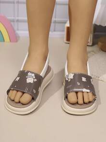 2022 Summer New Kids Sandals, Girls Casual Fashion Versatile Soft Bottom Round Toe Open Toe Flat Sandals, Student Sandals, Princess Sandals, Girls Fashion Flat Beach Sandals - Coffee Brown - View 2