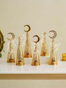 中东空心镀金金属香炉，斋月桌面香炉，阿拉伯香炉 - 彩色 - 查看 2