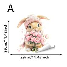 1/2 Piece Spring Rabbit Window Sticker, Romantic Valentine's Day And Easter Decal, Static Cling Vinyl Material, Double-Sided, Suitable For Living Room And Kitchen - Multicolor - View 9