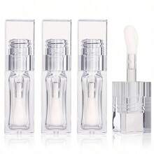 1/5pcs Full Transparent Lip Gloss Tubes Empty Refillable Lipstick Bottles With Big Wand White Lip Plumper Bottles Packaging - Clear - View 1