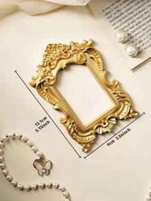 1 Khung ảnh nhựa cổ điển họa tiết hoa 3D màu vàng, phụ kiện trang trí cho nhiếp ảnh, trang trí nhà thu nhỏ, không khí ngày lễ - Vàng - Xem 15