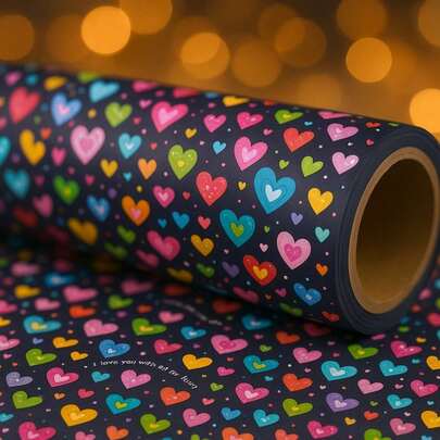 17 Inch X 118 Inch Gift Wrapping Paper Roll | Heart Pattern With Wavy Lines And White Polka Dots | Suitable For Various Occasions Like Valentine's Day, Birthday, Wedding, Anniversary, Also For Party Decoration, Scrapbooking, DIY Crafts, Home Or Office Decor - Versatile Wrapping Paper