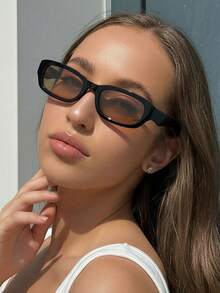 1 Pair Women's Black Cat Eye PC Frame Glasses, Simple Solid Color Retro Casual Street Style Fashion Eyewear - Black - View 1