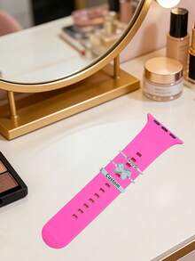 1 Set Customized Valentine's Day LOVE Rhinestone Watch Band Decor - Personalized Text Bow Gift Box - Exclusive Valentine's Gift For Her, Gold, Silver, Rose Gold Material Watch Accessories, Suitable For Silicone Smart Watch Bands