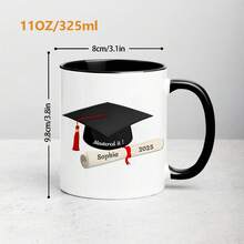 1个，11盎司毕业庆典马克杯，学士帽卷轴，2025届、2026届学生毕业礼物，可定制毕业姓名马克杯，大学及研究生毕业派对纪念礼物，多色高品质马克杯，咖啡杯，牛奶杯