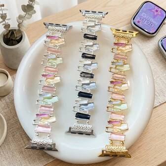 Correa de metal compatible con Apple Watch Series 11 de 42 mm y 46 mm, SE3 de 40 mm y 44 mm, 41 mm y 45 mm, Ultra 3 de 49 mm, pulsera de geometría irregular para reloj 10 9 Band