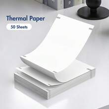 US Letter Size 8.5" X 11" Thermal Paper, 50 Sheets Continuous Stack For Batch Printing, B P A-Free, Smooth Printing, Compatible With C80 Printers - White 50 Copies - View 2