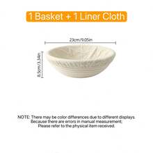 1 Set Boho Style Bread Proofing Basket With Proofing Liner - 9.05 Inch Round, Food Contact , For Sourdough And Yeast Baking - Kitchen Baking Homemade Bread Fermentation Tool, Baking Tool, Multi-Purpose Proofing Bowl - - - View 9