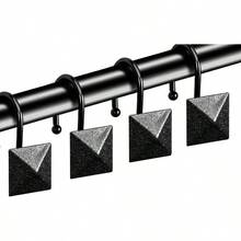 - Juego de 12 ganchos para cortina de ducha, metal negro mate, anillos decorativos para cortina de ducha - compañero negro - Ver 2