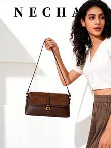 Túi xách da lộn cổ điển thời trang mùa đông mới dành cho nữ, túi màu cà phê với thiết kế chữ G, túi xách tay với thiết kế trang trí chữ, túi vuông và túi đeo vai đều phù hợp để mua sắm. Thích hợp cho các bữa tiệc và buổi hẹn hò. Túi xách nữ mùa thu đông mới, ví thu đẹp nhất, túi da lộn nữ thời trang mới nhất, kết hợp hoàn hảo với trang phục mùa thu. Trang phục mùa thu nữ - Cà phê - Xem 5