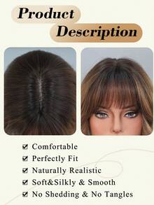 NICKY WALL 挑染土棕色中长款女士假发混合米色卷发波浪假发带刘海深色发根蓬松自然假发合成耐热纤维假发适合时尚女性和女孩日常派对使用 16 英寸