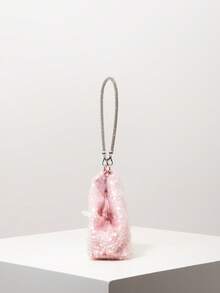 Mini Wallet, Bridal Party Bag, Sequin Bag, Ball Gown Bag, Ball Gown Accessories, Novelty Bag, Elegant Ladies Bag, Wedding Supplies, Ladies Gift, Christmas Bag, Valentine's Day (Random Pattern) - Pink - View 5