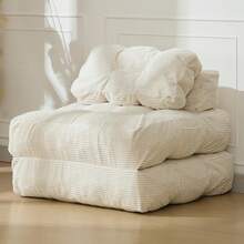 Folding Sofa Bed, Convertible Sleeper Chair With Pillow Foldable Matress With Back Support, Portable Fold Out Chair Bed Comfy Floor Sofa Lounge For Living Room Bedroom - 米色 - 查看 1