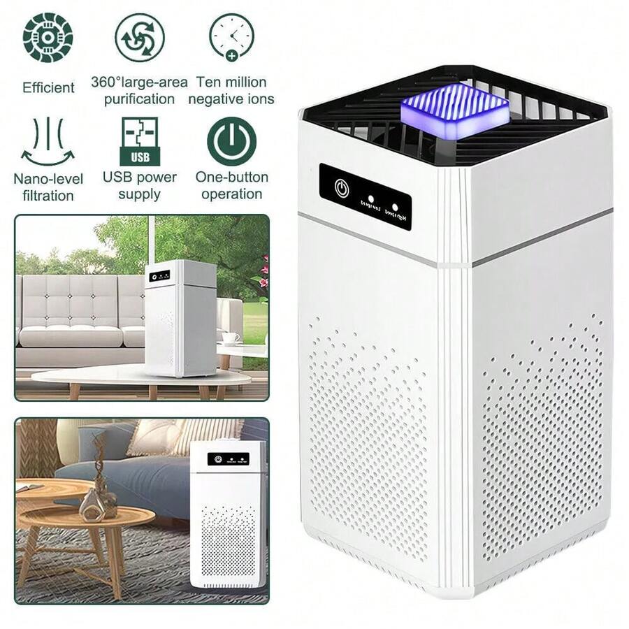 Home HEPA Air Purifier Large Room Air Cleaner For Allergies Smoke Mold Odor Dust - 白色 - 查看 1