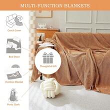 Burnt Orange Sofa Cover Washable Chenille Couch Cover For Dogs Furniture Protector For 2 Cushion Couch Loveseat Couch Slipcover For Pet-Friendly Non-Slip Caramel Throw Blanket-71X118IN - 人字紋橙 - 查看 8