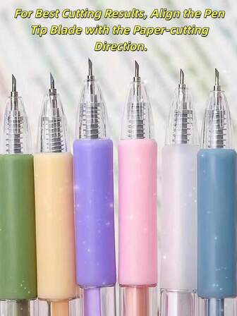 1/2/3/5pcs Morandi Color Retractable Ceramic Blade Precision Paper Knife Pen (Before First Use, Please Cut On Paper Multiple Times To Sharpen The Blade For Best Performance. Align The Pen Tip Blade With The Paper Cutting Direction To Achieve The Best Cutting Effect.)