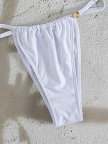PEPPERMOLLY Nouveau bikini élégant à bretelles réglables et dos nu de couleur unie, mode plage d'été pour femmes, blanc vacances - Blanc - Voir 6