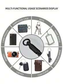 Nylon Phone Case With Detachable Wrist Strap, Keychain, Earphone, USB Holder, Trending Design - Black - View 3