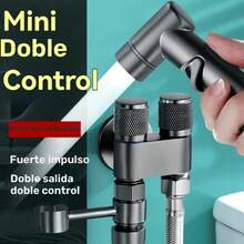 Pulverizador de bidé de mano con válvulas de doble salida, grifo de cocina, baño, accesorio de bidé, accesorios de inodoro duraderos - Negro - Ver 8