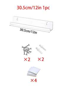 Vinyl Record Wall Mount Shelves, 12" Vinyl Holder For Album Record Storage & Display, Clear Acrylic Floating Shelves For Wall Decor, Kids Bookshelf, Magazine Rack, Picture Ledge - Clear - View 9