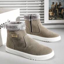 1双男士黑色高帮雪地靴，加厚保暖内衬，冬季靴 - 灰色 - 查看 6