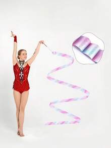 1pc/2pcs/5pcs Rhythmic Gymnastics Ribbon, 2m/4m/6m Dance Ribbon, Dance Performance Silk Ribbon, Glitter Dance Satin Ribbon With Rotating Baton