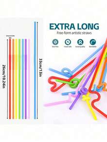 100 支可重复使用吸管，适用于洗碗机的塑料吸管，适用于冰沙、果汁、鸡尾酒、热饮的塑料吸管，9.06 英寸吸管（25/50/100 支） - 彩色 - 查看 9