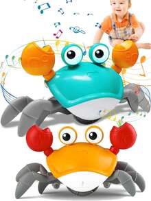 1 pieza Juguete con forma de cangrejo que se arrastra y reproduce música con función de evitar obstáculos, operado con electricidad, como regalo de cumpleaños para niños y niñas, [embalaje aleatorio], controlador para bebés, juego de peces, mata moscas - Verde - Ver 1