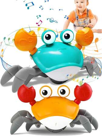 1pc Electricity Operated Music Playing Crab Shaped Crawling Toy With Obstacle Avoidance Function For Baby Boys And Girls, Birthday Gift [Random Packaging],Baby Controller,Fish Game,Bug Zapper