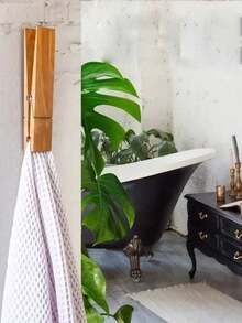 Giant Clothes Clip Bathroom Towel Rack, Extra Large Wooden Clip Towel Rack Set, Suitable For Bathroom, Farmhouse Style Wall-Mounted Towel Rack, Multi-Functional Home Laundry Decor, Towel Rack Or Hook, Bathroom Accessories Wall Decor - Multicolor - View 3