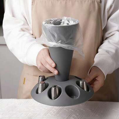 1pc Cake Decorating Tool Organizer Rack, Excluding Stainless Steel Piping Tips, 19*21cm Piping Bag Holder, Icing Bag Rack, Cake Tip Holder, Baking Supplies (Gray), Suitable For School Training, Company Team Building, Cake Shop, Applicable For Graduation Gifts, Bachelor Party Gifts, Bridesmaid Gifts, Father's Day Gifts, Halloween Decorations