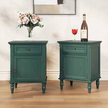 HLR 25"H Nightstands Set Of 2, Modern Retro Bedside Table With Drawer, End Table For Bedroom - 綠色 - 查看 1
