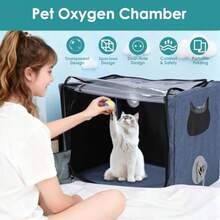 GYJ  Gugxiom Nebulizador para Perro Nido Nebulizador para Mascotas Camara de Oxigeno para Perros y Gatos con Doble Orificio 60 * 46 * 40cm82 - AzulOscuro - Ver 2