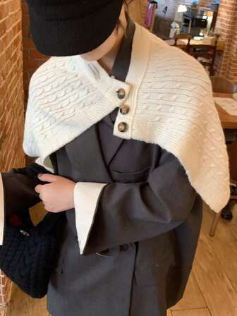 1 st. knappstickad rumpvärmare för kvinnor, trendig och mångsidig, mysig lager-på-lager-kjol, höst/vinter