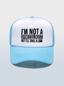 1顶卡通字母印花网眼卡车帽，适合日常佩戴、户外旅行、徒步、海滩、度假等场合。 - 黑色 - 查看 5