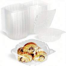 50pcs Transparent PET Plastic Food Containers, Commercial Takeout Packaging Boxes - Suitable For Sandwiches, Burgers, Salads, Cakes, Fruits, Snacks, Catering, Food Service, Desserts, Baking, Hot & Cold Meals - White - View 1