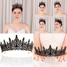Tiara de cristal para bodas Coronas de diamantes de imitacion Tiara barroca para mujer estilo clasico Corona de princesa perfecta para fiesta de cumpleaños disfraces de Halloween Navidad negroConveniente y duradero,Los favoritos de los niños - Multicolor - Ver 1