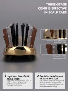 Scalp Cleansing Electroplated Massage Comb, Home Use Electroplated Hair Brush, Dry & Wet Dual-Use Electroplated Hair Styling Comb - Multicolor - View 3