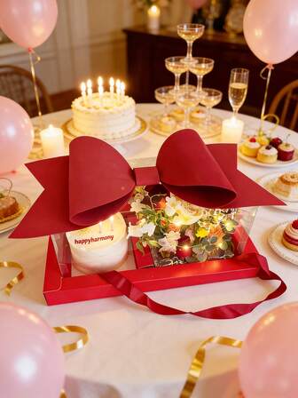 DIY Bowknot Cake & Flower Gift Box Set, Suitable For Storing Small Cakes And Flowers, Gift For Lover, Friend, Family