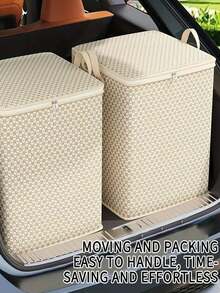 1pc Extra Large 220L (7.8 Cubic Feet) Storage Bin - Space-Saving Zippered Storage Box, Lightweight Portable Under-Bed Storage Container For Closet, Attic, Moving - Beige Non-Woven Fabric Container For Bedding, Clothes, Linens - Home, Travel, Seasonal Organization, Bedroom Storage, Geometric Pattern Design, Sturdy Handle - Multicolor - View 5