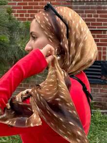 1pc Women's Fashion Bohemian Style Ombre Deer Print Hijab, Autumn/Winter Street Style Scarf, Suitable For Daily Wear, All Season