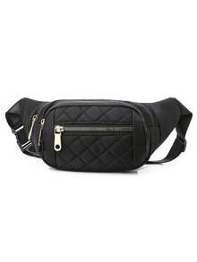 1pc New Women's Fanny Pack, Nylon Material, Embroidery, Thick Wear-Resistant, Zipper Closure, Multiple Layers, Simple And Lightweight, Casual, Stylish, Lovely, Large Capacity Women's Crossbody Chest Bag, Suitable For Sports