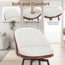 GarveeHome - Juego de 2 taburetes de Bar con Altura de mostrador, taburetes giratorios de 26 Pulgadas con Parte Trasera y Patas de Metal para mostrador de Cocina, taburetes tapizados Modernos, sillas(Marrón+ beige) - Multicolor - Ver 3