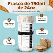 24oz Fermentation Crock With Auxiliary Labels And Tools, Bread Proofing Basket With Thermometer, Scraper, Sewn Cloth Cover And Aluminum Lid, Suitable For Bread Baking Supplies, Bread Proofing Tools