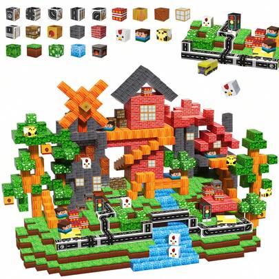Magnetic Building Tiles Set, Includes Farm & Handcraft Themes, Children's Educational STEM Toys, Creative Gifts For 3-8 Years Old Boys And Girls