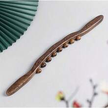 Massage Tool, Manual Wooden Massage Stick, With 8 Skin-Friendly Beads, Suitable For Waist/Abdomen/Legs/Hands/Back Body Shaping Massager, Body Beauty Equipment, Single Row 8 Beads Rolling Stick Carbonized Massage Stick One For The Whole Body General Gua Sha Belly Rub Professional Meridian Stick. Gifts, Suitable For Both Men And Women